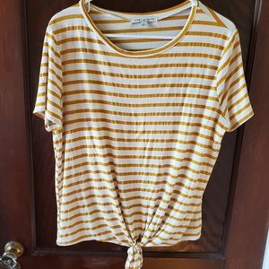 Tie front stripe tee